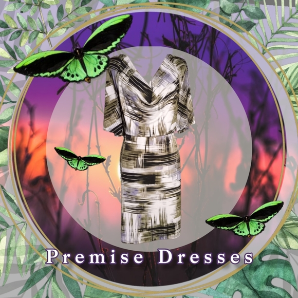 Premise Cowell Neck Half Sleeve Sheath Dress - Picture 1 of 12